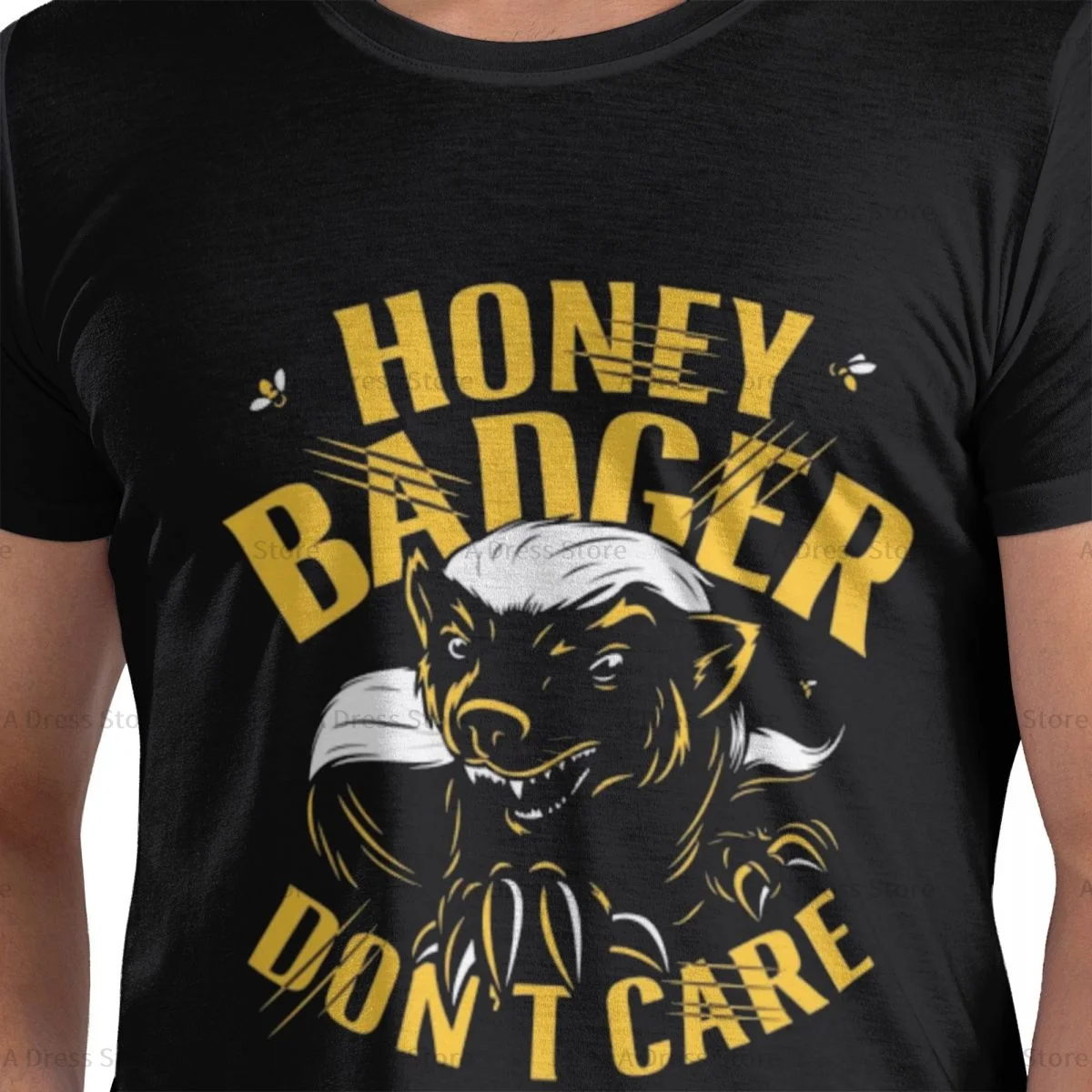 Honey Badger Men's round neck Oversized T-shirt,Men's summer t-shirts,Novelty Round neck Tee shirt Gift