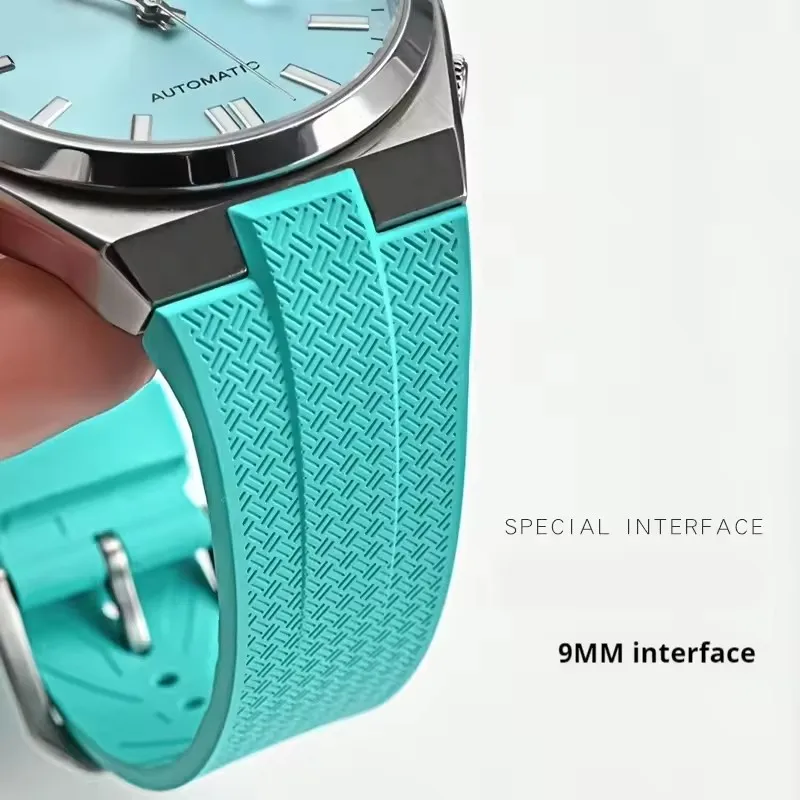 Ремешок из фторкаучука 9 мм для Citizen NJ0150 NJ0151 0158, быстросъемная пряжка, мужские мягкие FKM спортивные водонепроницаемые сменные ремешки для часов