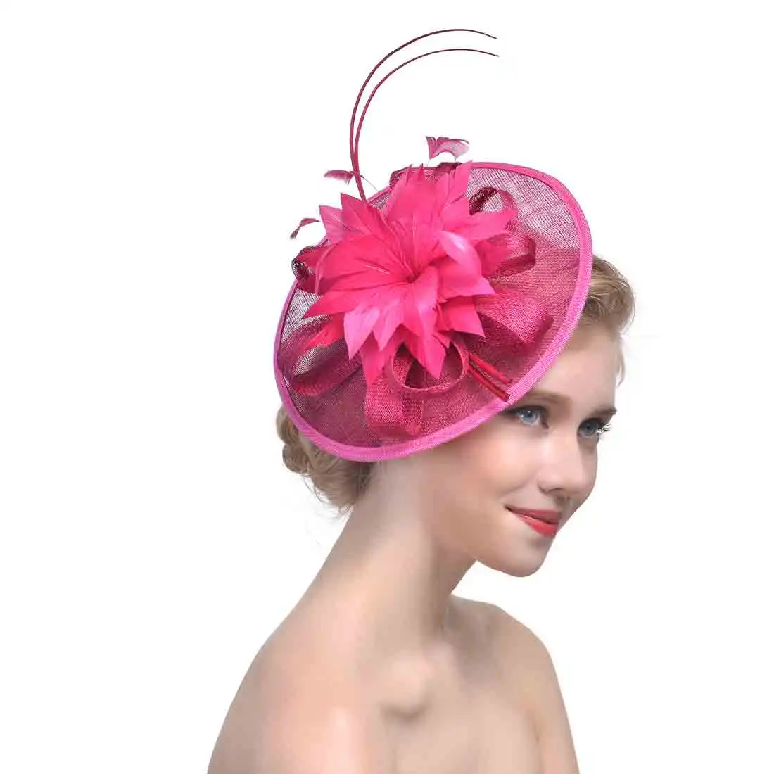 

Lady Flower Pillbox Fascinator Hat for Tea Party, Women Feathers Veil Mesh Headband with Hair Clip for Kentucky Derby Cocktail