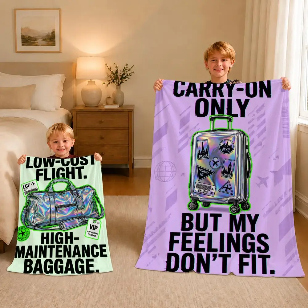 Meme humorous The Ryanair Survival Throw Ultra-Soft Flannel Throw Blanket, Home Decor Cover for Sofa, Bed, Travel & Picnic