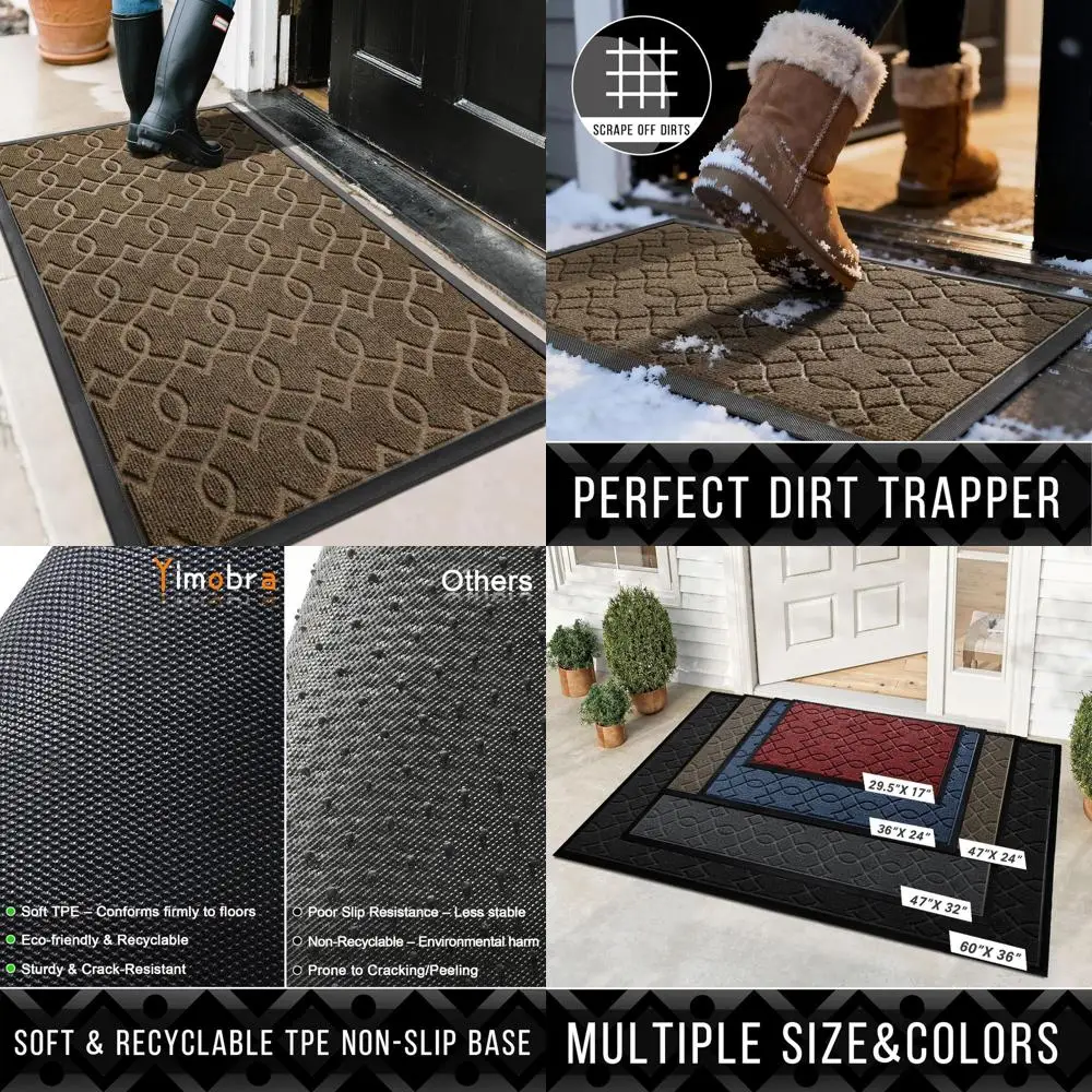 

All-Season Waterproof Outdoor Door Mat, 47x32 Inches, Heavy-Duty Non-Slip for Entrances, Garages, and Patios, Easy to Clean, Bro
