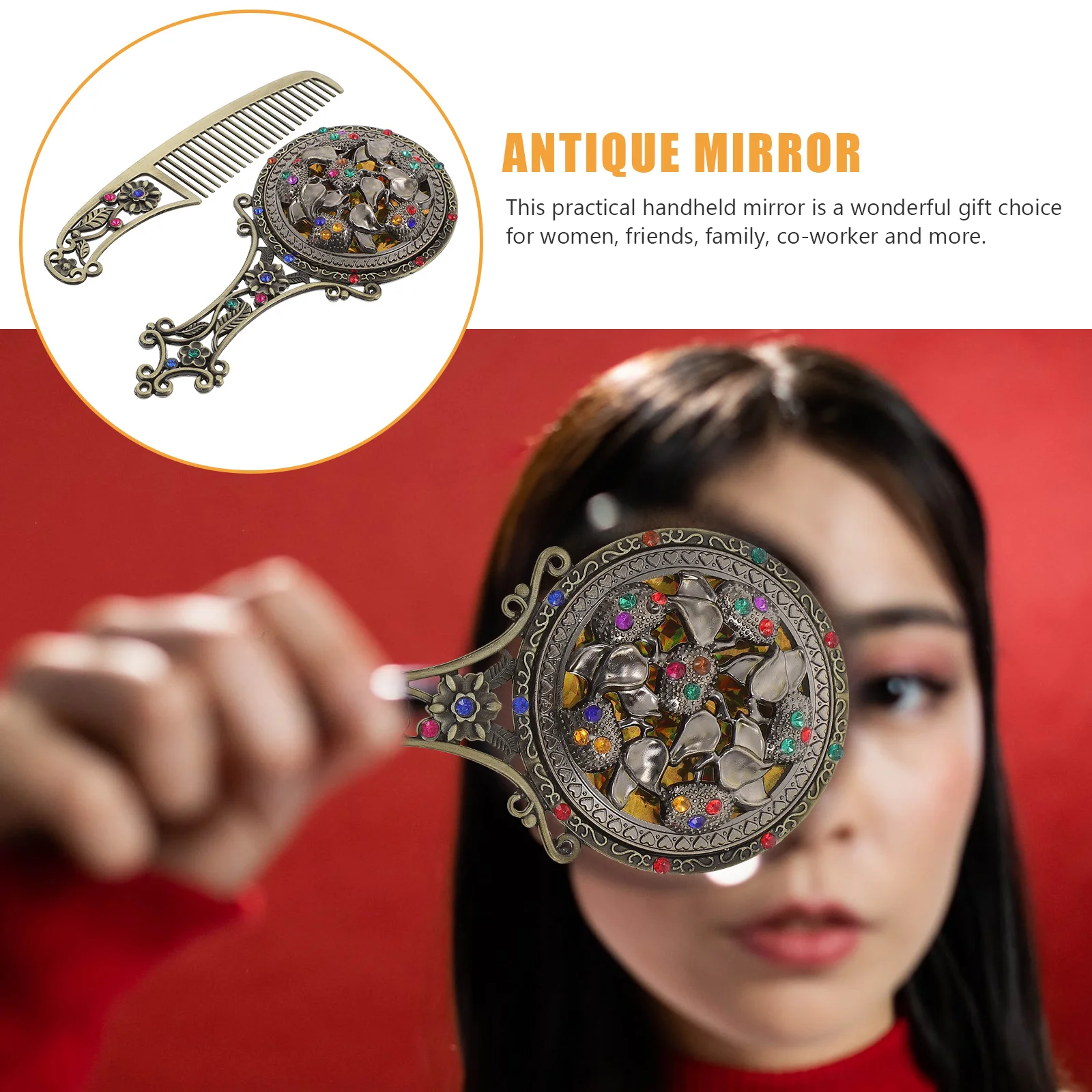 Retro Makeup Set Compact Lightweight Travel Size Unique Mirror Decor High Definition Perfect Gift Women Vanity Mirror Kit