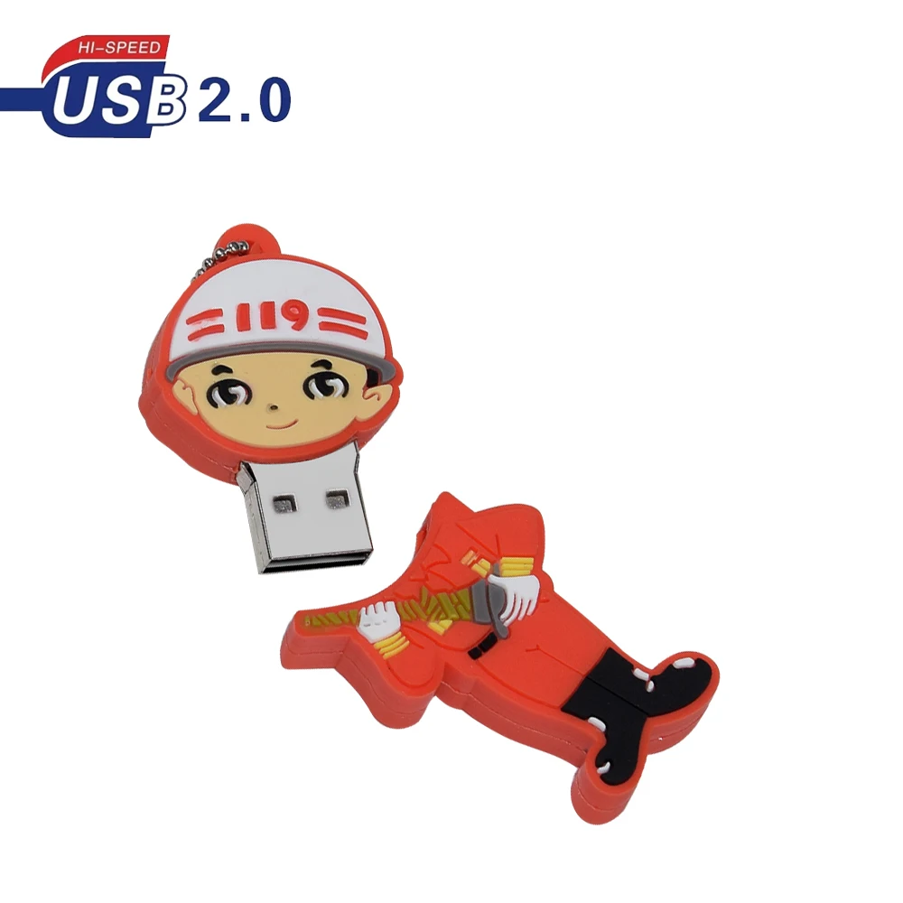 Fire Truck Pendrive Cartoon Fireman Extinguisher 128GB Pen Drive 8GB USB Flash Drive 16GB 32GB 64GB Memories Cle USB Stick Disk