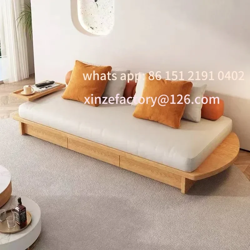 

Customizable Living Room Small Drawer Double Three-Seat Solid Wood Sofa Bed