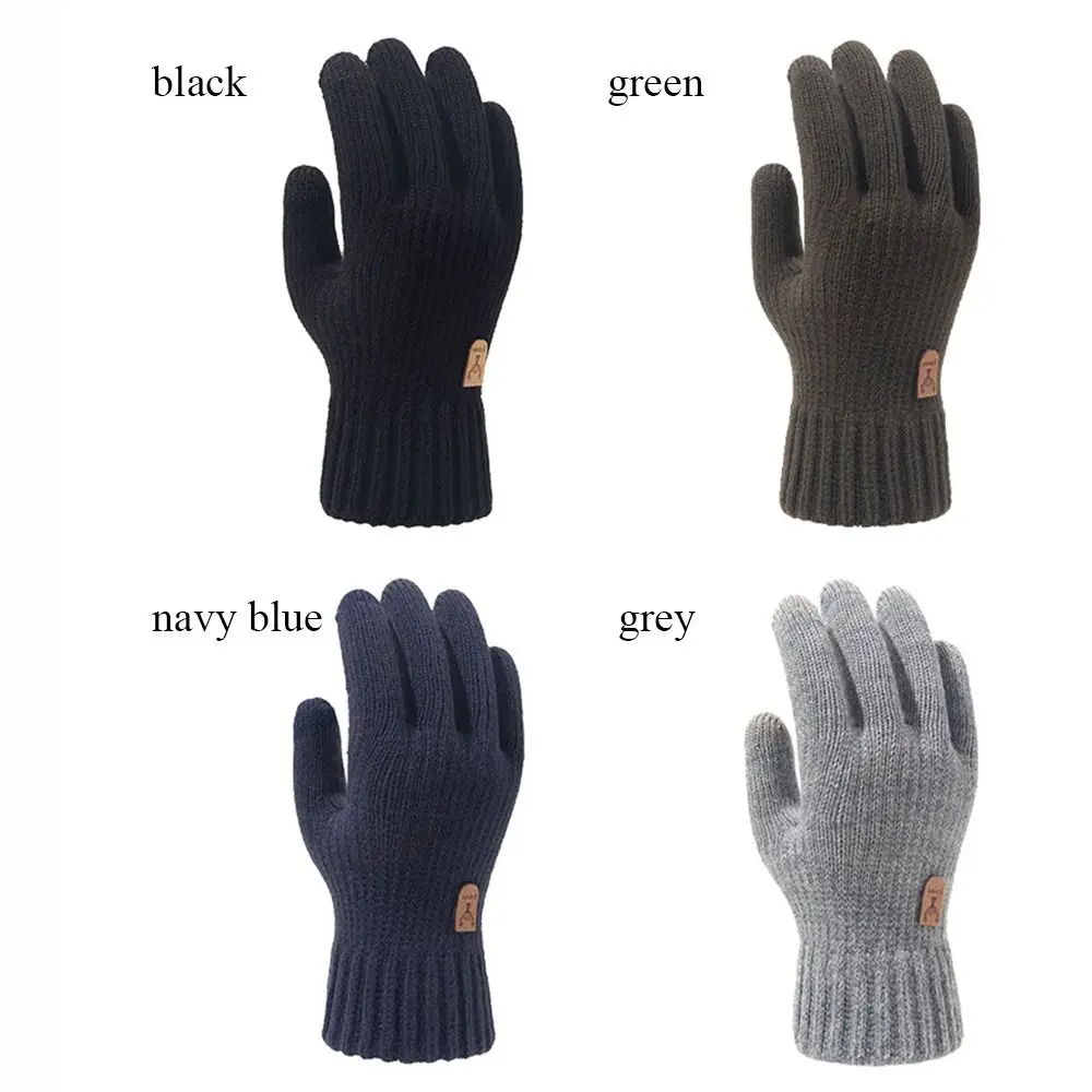 Guanti lavorati a maglia da uomo spessi guanti giornalieri antivento a prova di freddo Touch Screen guanti in lana con tutte le dita autunno inverno