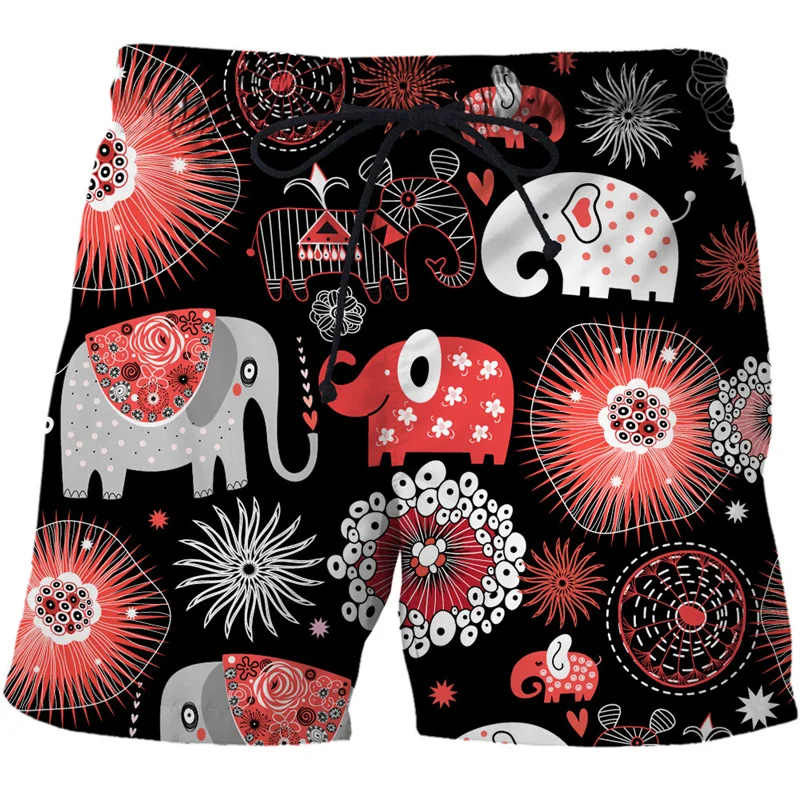 Fashion Summer Men's Short Pants Leopard 3D Print Animal Elephant Hawaiian Beach Shorts Casual Sports Short Pants Swimwear