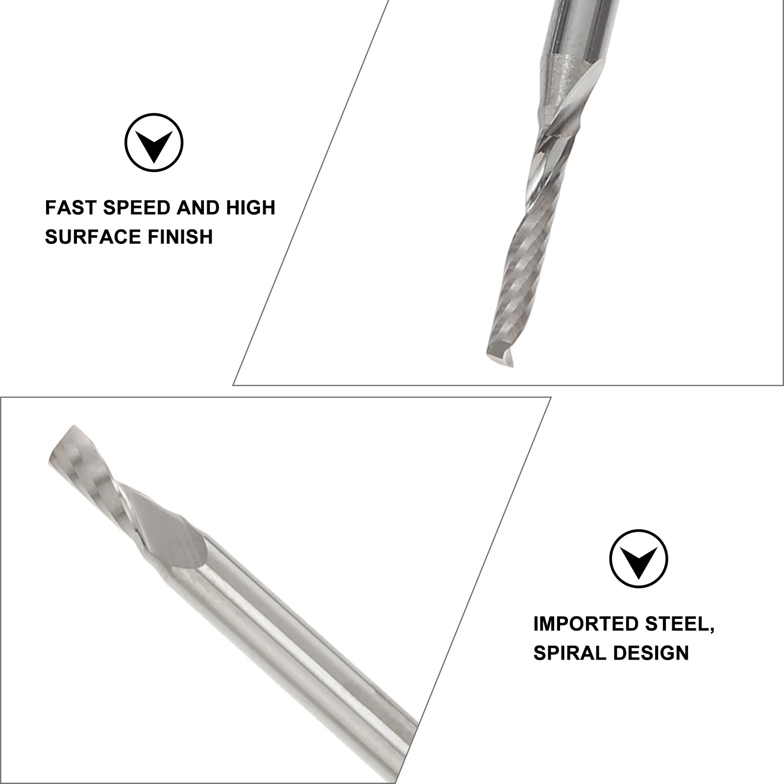 텅스텐 스틸 CNC 밀링 커터 비트 세트 1세트, 고내구성 대형 칩 제거 조각 엔드밀 라우터 비트 (아크릴, PVC용)