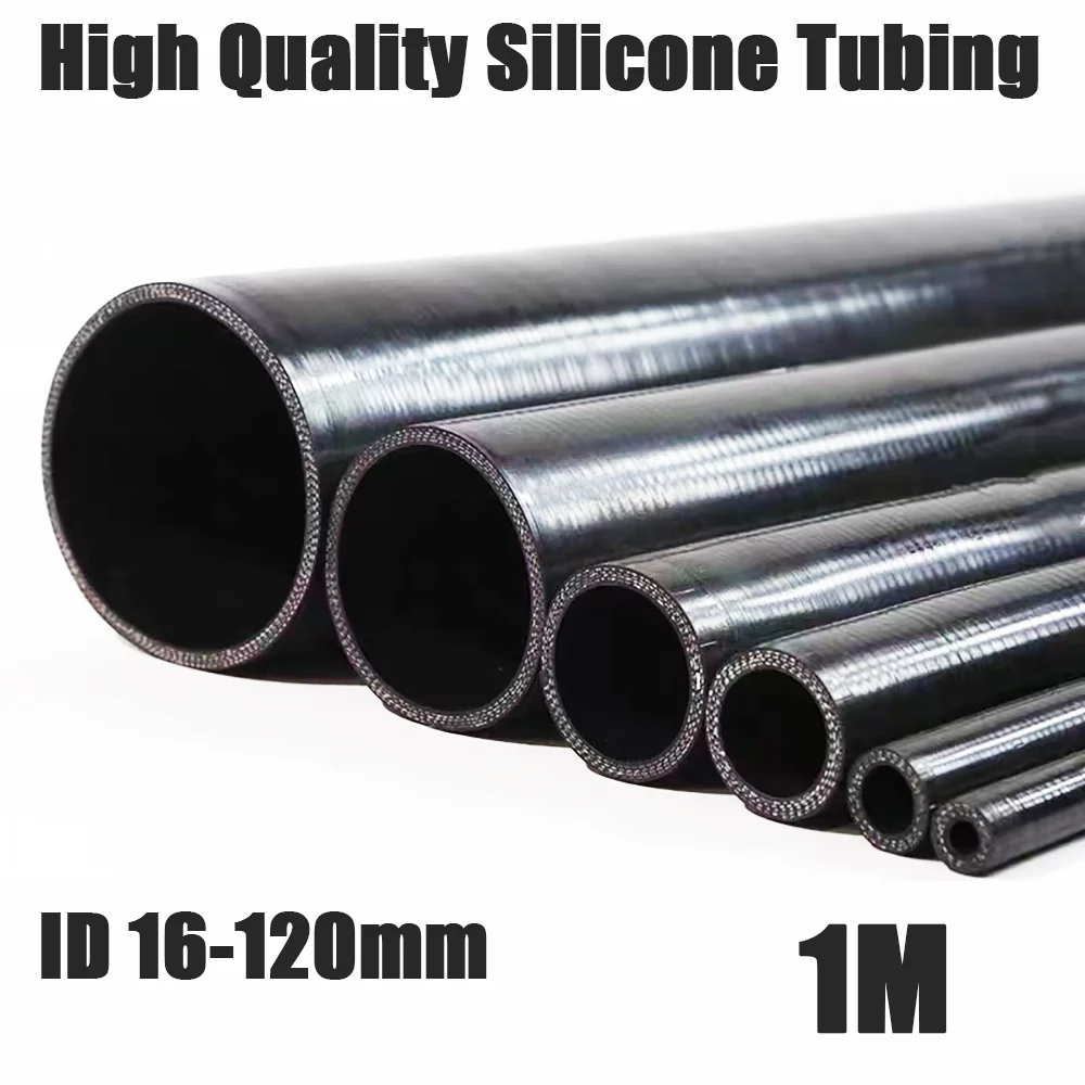ID16-120mm Length1000mm Black Straight Car Silicone Hose Intercooler Coolant Tube Turbocharger Connector Tube Universal Pipe