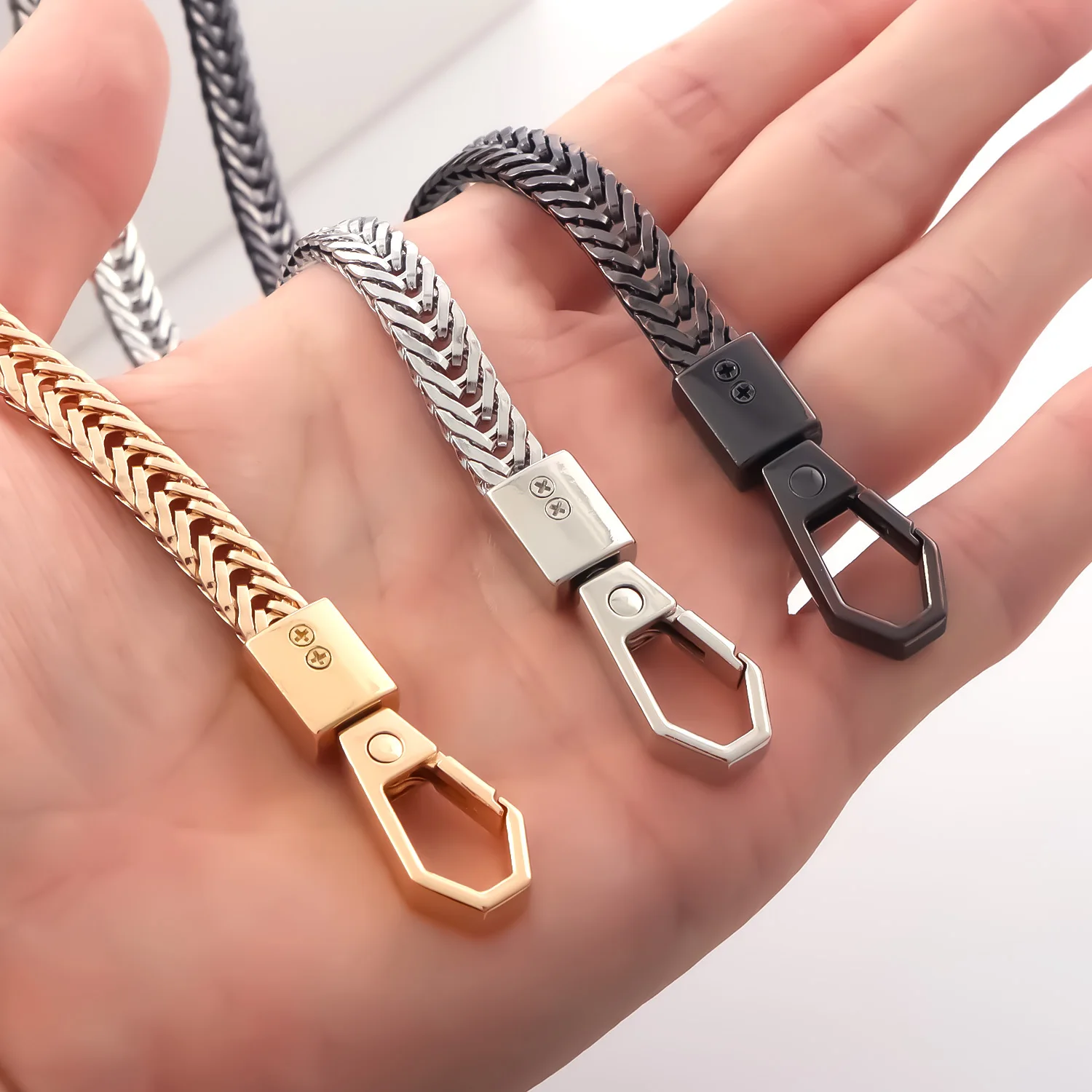 Snake Bag Chains Bag Chain Strap Replacement 7mm Wide Flat Chain Strap Metal Chains for Wallet Tote Bag Shoulder Crossbody Bag