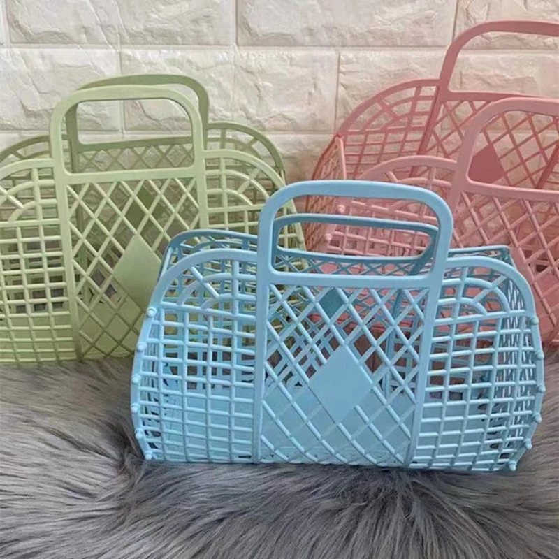 Large Bathroom Laundry Basket Foldable Mesh Portable Plastic Bathroom Laundry Basket Assemble The Wash Basket Reusable shopping