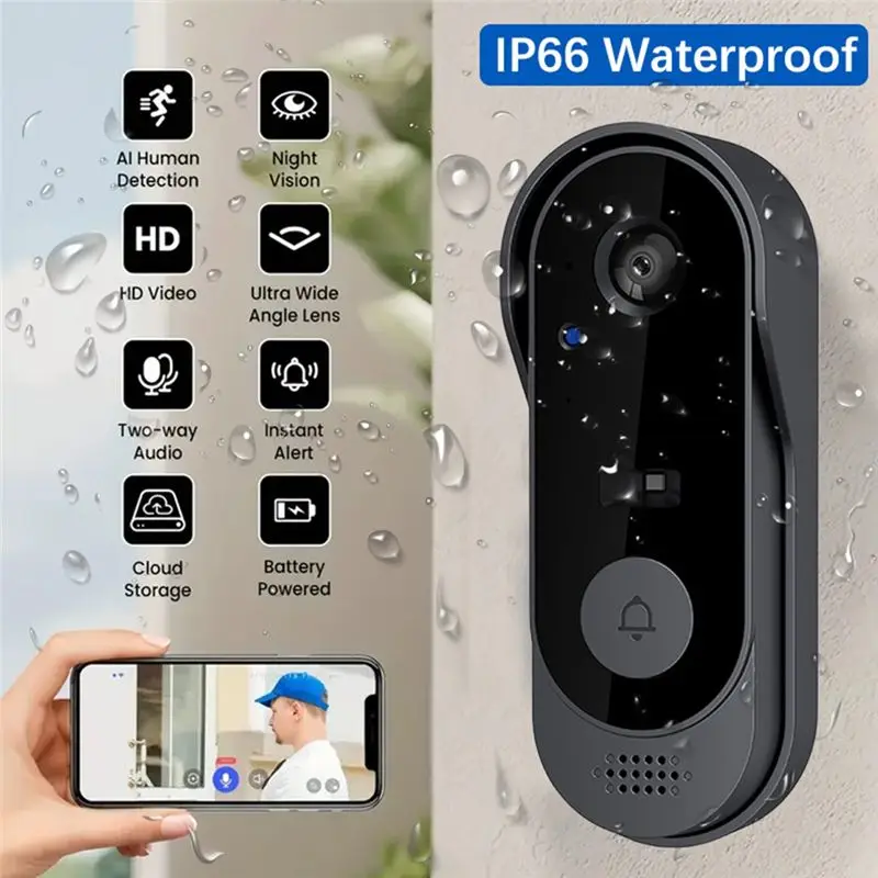 A64Z Smart Home 2.4G Wifi Wireless Camera Doorbell 720P Video Intercom Outdoor Waterproof Night Vision Protection
