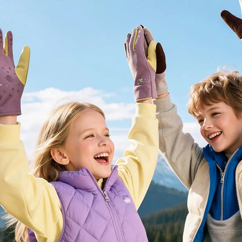 الأطفال بنين بنات رشاقته الشتاء قفازات مخملية الطفل المضادة للانزلاق قفازات التزلج على الجليد الرياضة في الهواء الطلق لركوب الدراجات 7-13 سنة #2