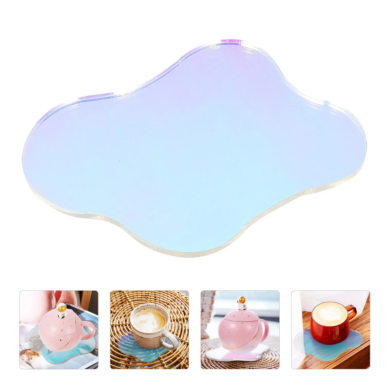 Irregular Acrylic Coaster Set Decorative Plate Cup Coaster Heat Insulating Table Protector Stylish Photography Prop Home Tea