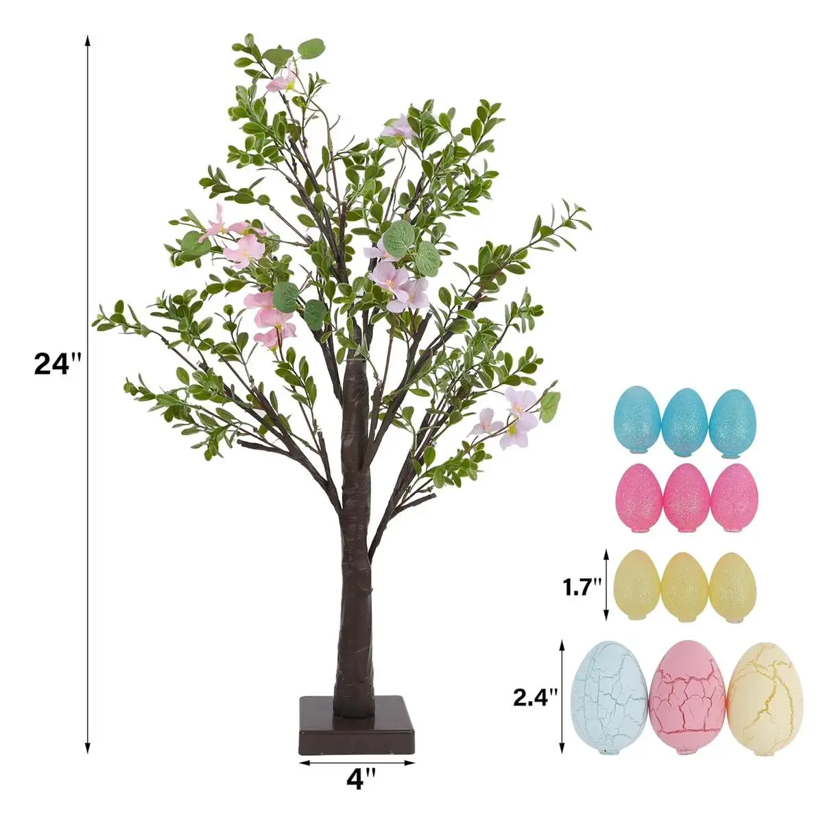 Glowing Easter Eggs Tree 60cm Battery Powered LED Table Lamp with Colorful Eggs for Rustic Spring Style & Family Gathering Decor