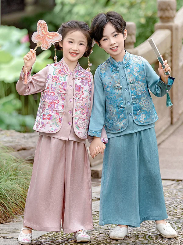 

Одинаковые костюмы Ханьфу для братьев и сестер, традиционные китайские старинные костюмы династии Тан, сценические наряды из хлопка