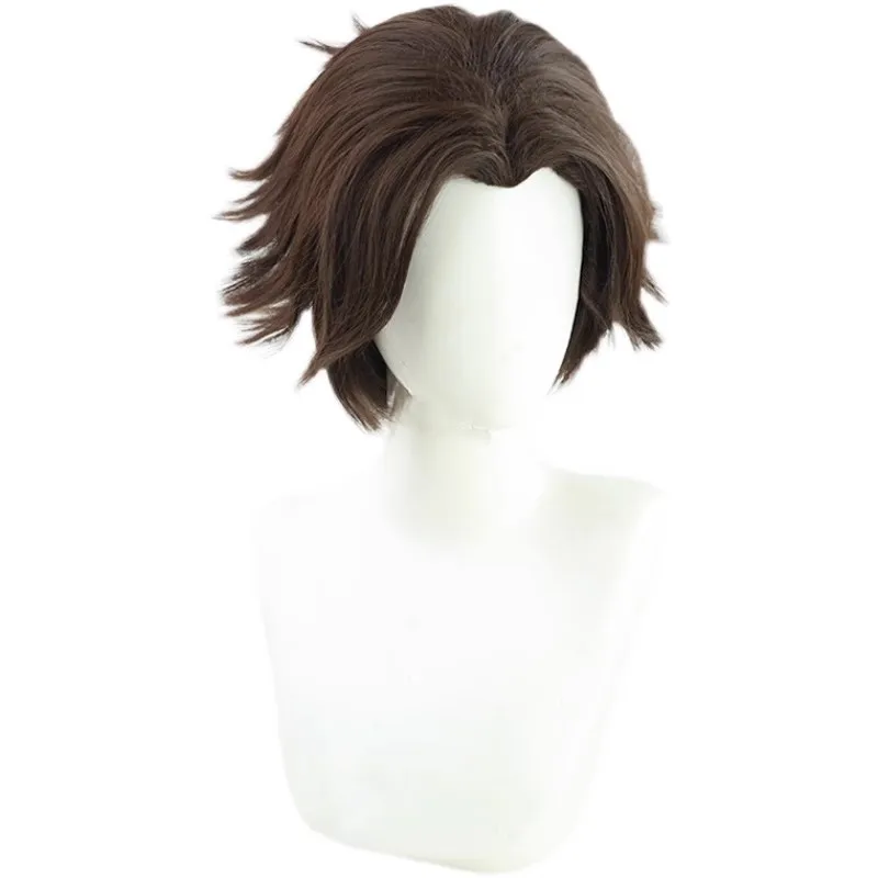 Game LOL Arcane Viktor Cosplay Wig The Machine Herald Viktor Short Brown Heat Resistant Synthetic Hair Anime Wigs + Wig Cap