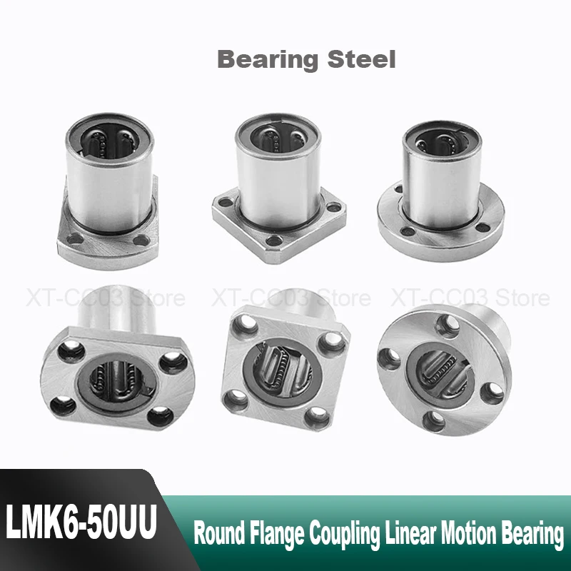 1 peça flange de eixo redondo bucha de movimento linear rolamento de esferas lmk6uu 8 10 12 13 16 20 25 30 35 40 50uu para hastes de peças de impressora 3d