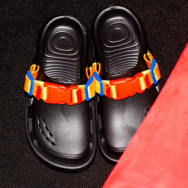 

Мужские сандалии-клоги из EVA с регулируемым ремешком на пряжке, нескользящие, повседневные пляжные шлепанцы