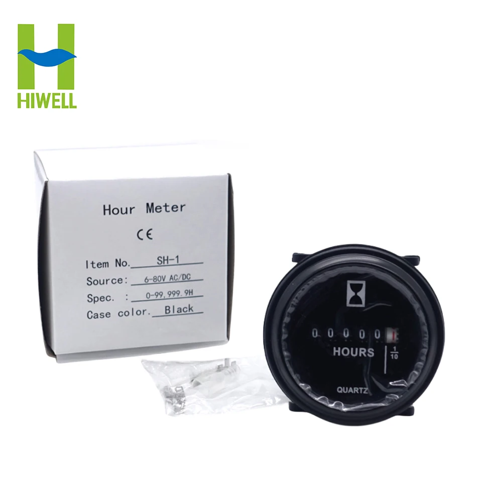 Round Hour Meter Counter SH-1 Quartz Timer Industrial Electronic Mechanical Timer For Car Motorcycle Generator DC6-80V