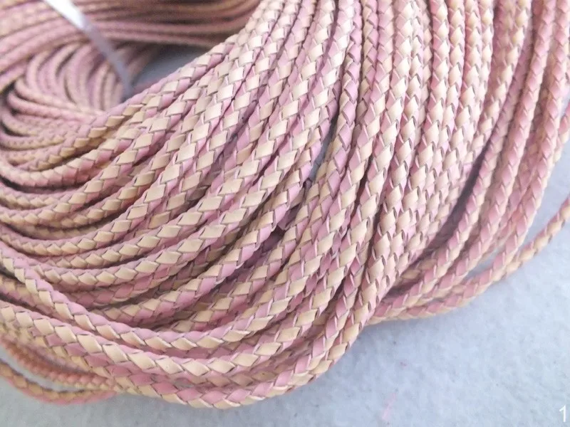 

Light Pink 3mm 50m Braided Leather Cord Jewelry Findings
