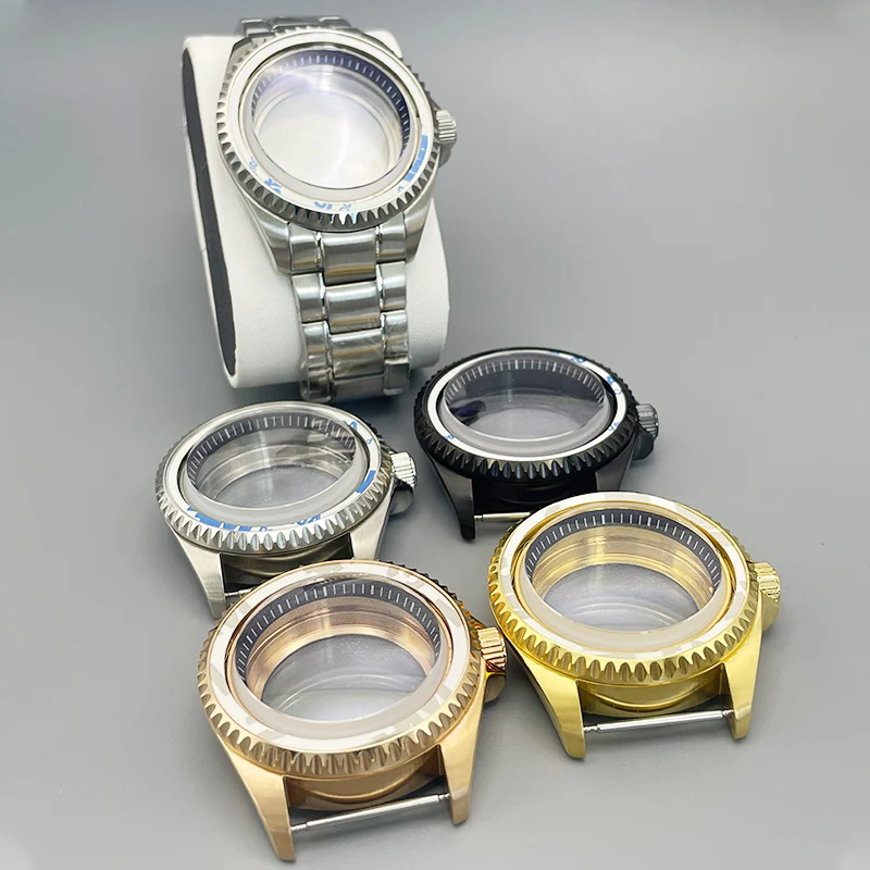 42mm SKX007 SRPD Watch Case and Band Dome Double Sapphire Glass Transparent Back Cover Fit NH35 NH36 7S 4R Crown at 3.0 oclock