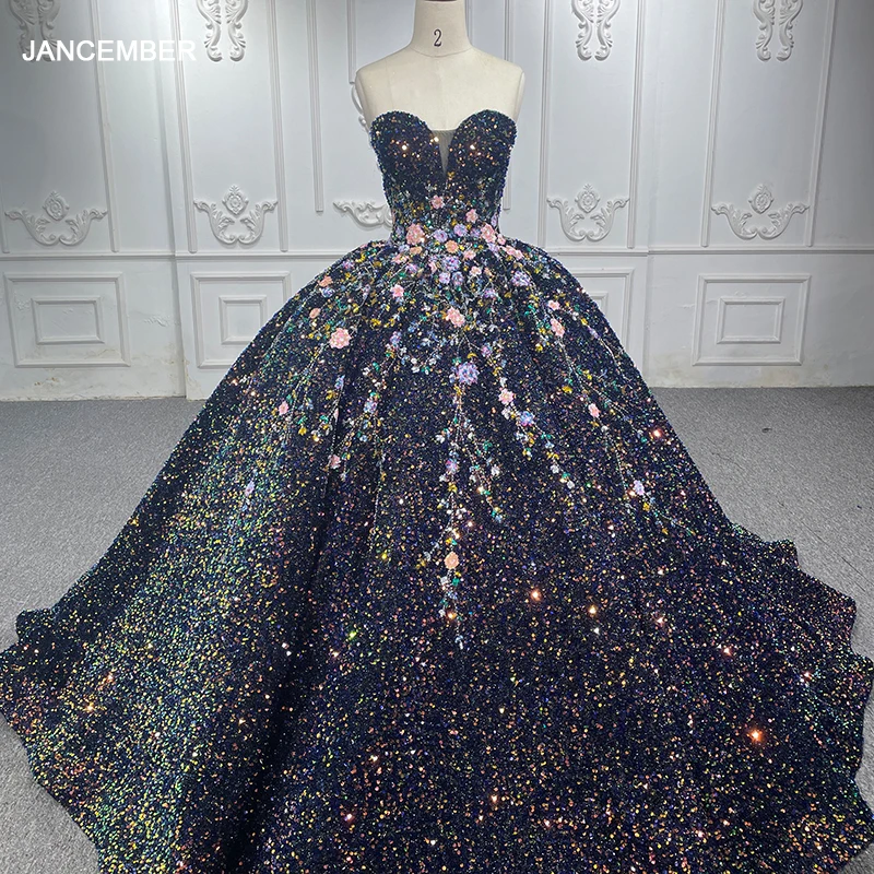 JANCEMBER Luxury Black Quinceanera Dresses Ball Gown Sequined Vestidos De 15 Años 2023 Sweetheart DY6573 Bar Mitzvah