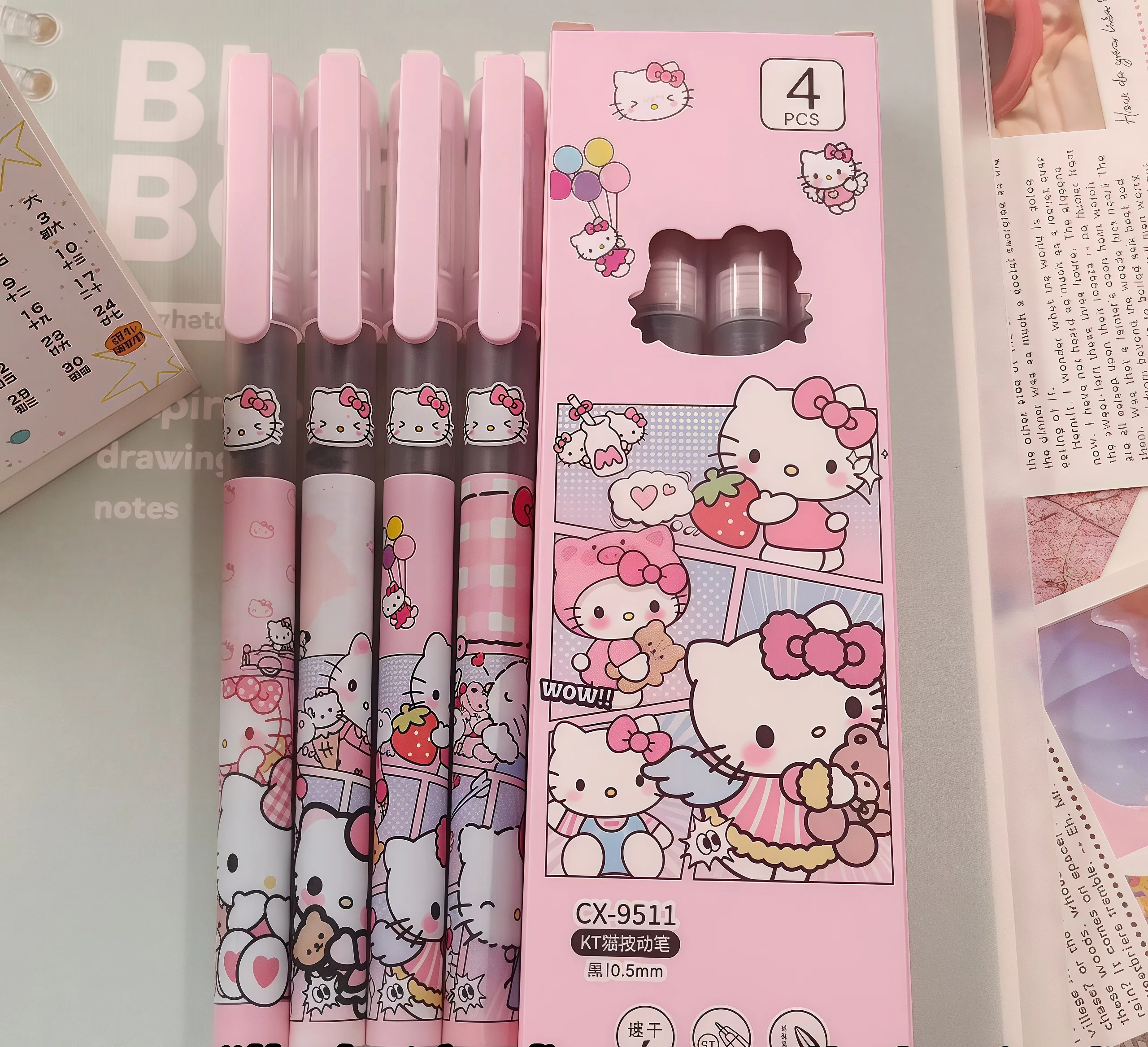 أقلام جل، 4 قطع/مجموعة أقلام جل سوداء ذات نقاط دقيقة، أقلام حبر جل للكتابة السلسة (0.5 مم) العودة إلى اللوازم المدرسية