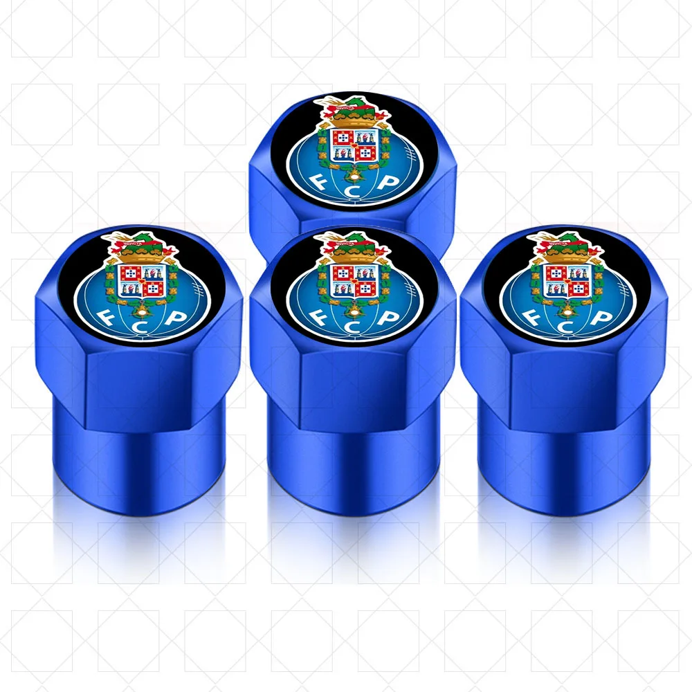 4 قطعة غطاء صمام السيارة العالمي اكسسوارات عجلة قضيب صمام إطار الإطارات الهواء ملصق ل FC بورتو كرة القدم كرة القدم أنصارين هدية