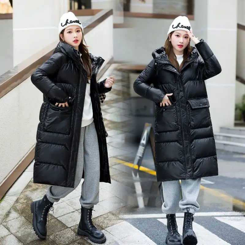 Piumino addensare parka donna 2025 inverno nuova donna stile occidentale lungo piumino cappotto imbottito in cotone soprabito pane