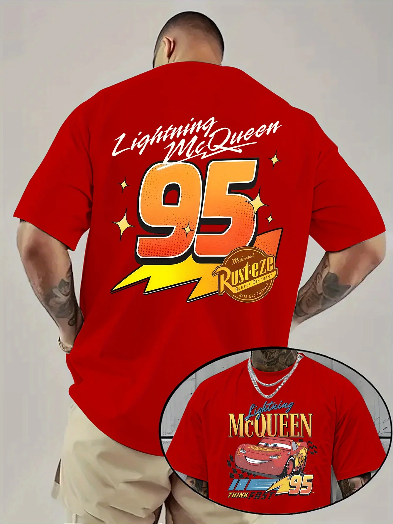T-shirt da uomo 95 Cars Lightning McQueen, maglietta da donna casual estiva oversize a maniche corte, streetwear ad asciugatura rapida, vestibilità ampia