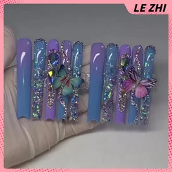 Xxxl Extra Long Quadrate Nail Art Butterfly Angel Diamond Coffin Stiletto False Nails Customizable Nail Party Stickers