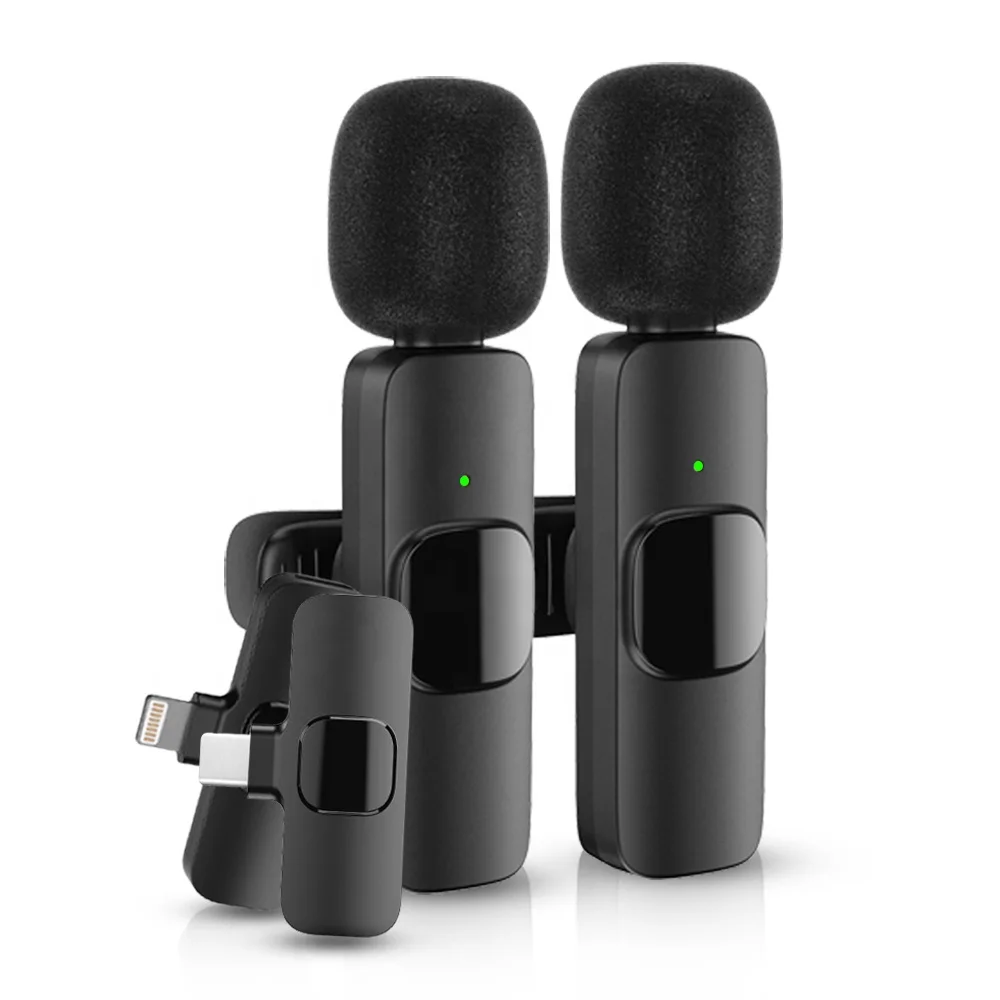 

APEXEL Professional 1, микрофон с микрофоном, беспроводной микрофон для Vlog, петличные микрофоны для двойного мобильного телефона