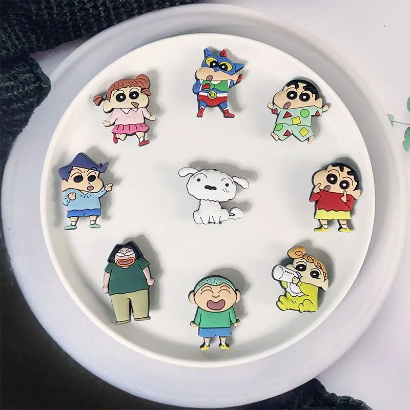 21Pcs Anime Crayon Shin Chan Shoe Charms Cute Detachable Hole Shoe Decorations Cartoon DIY Croc Charms  Fans Wholesale