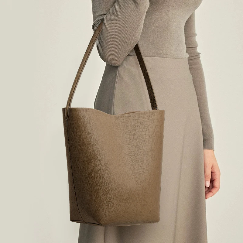 

Minimalist Textured Leather Bucket Bag