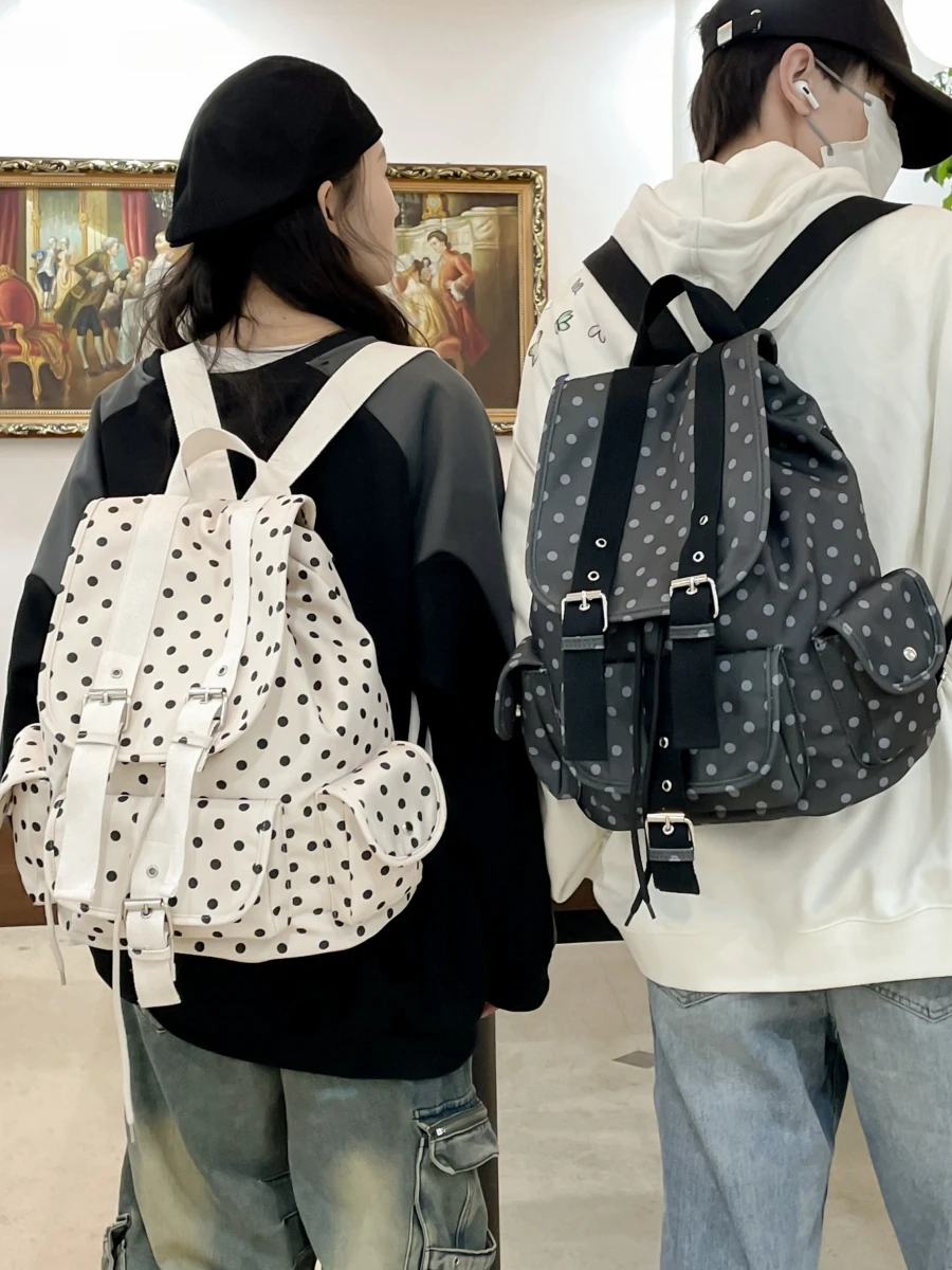 Newjeans Retro giapponese a pois ket Bapa Borsa casual di grande capacità Borsa per il tempo libero in cotone dal design alla moda per giovani