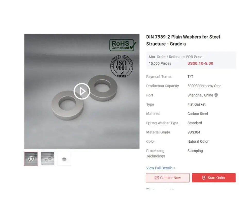 DIN 7989-2 Plain Washers for Steel Structure - Grade a