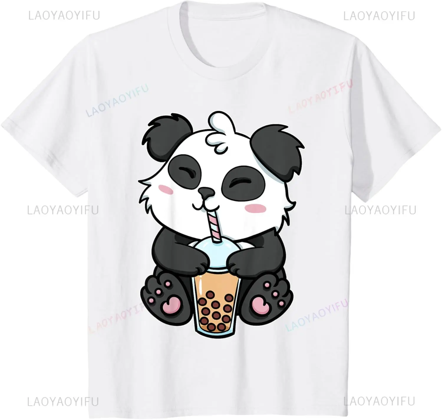 Boba Tapioca Pearls Bubble Milk Tea Drink Panda Lover T-Shirt Casual Fashion Harajuku Man Tshirt Summer Style Kawaii Women Tees