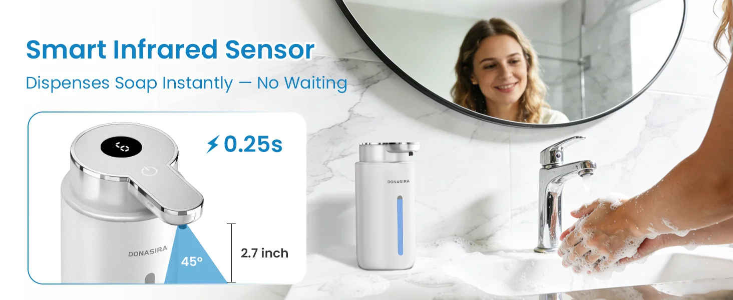 420ML Berührungsloser Digitaler Seifenspender mit 6-stufiger Schaum-/Flüssigkeitsregulierung, Automatischer Intelligenter Sensor-Handdesinfektionsmittel-Pumpspender – Detail 5