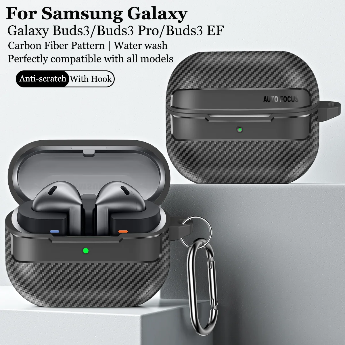 Funda de lujo para auriculares con diseño de cuero y fibra de carbono para Samsung Galaxy Buds3 Buds3 Pro Buds3 EF, funda protectora de carga inalámbrica