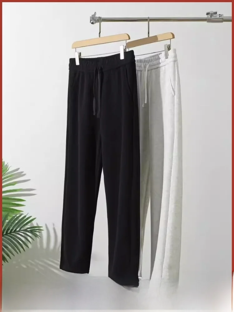 

Удобные прямые брюки с эластичной резинкой на талии, новые осенние мужские модные повседневные брюки, молодежные хлопковые брюки...