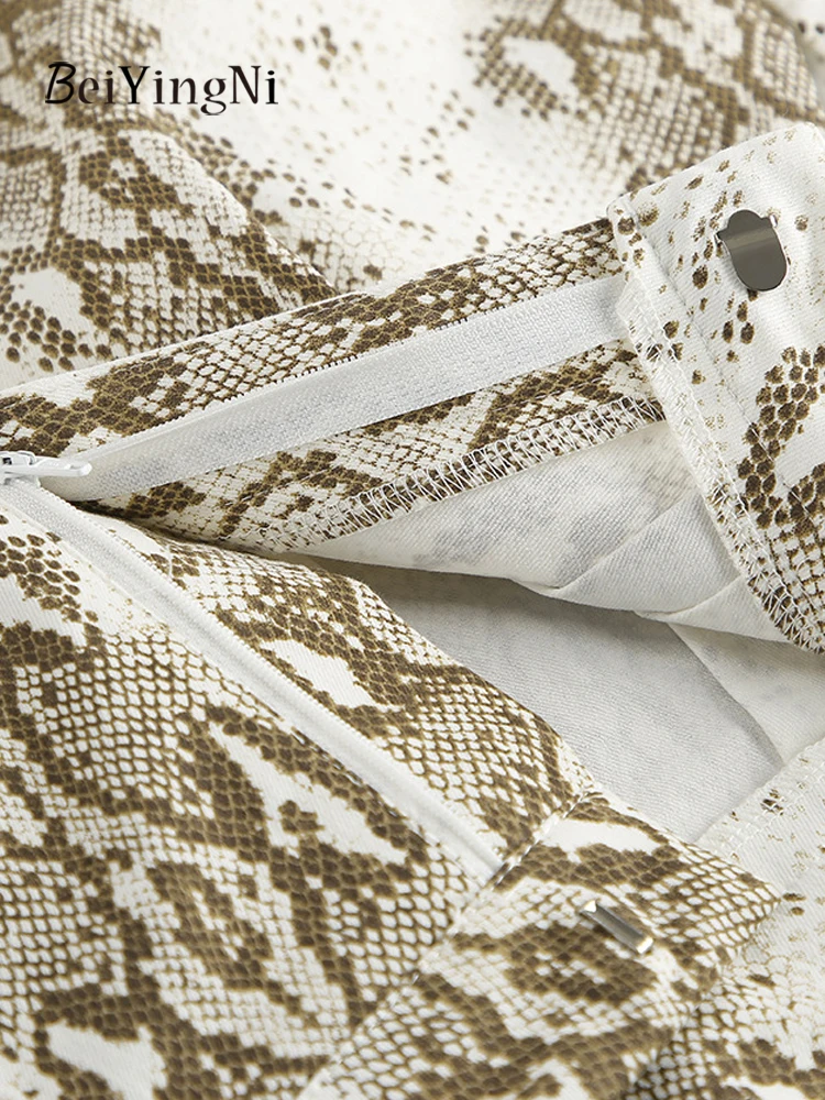 Beiyingni 2025 nouvelle mode femmes Y2K pantalon motif serpent décontracté Vintage haute rue pantalon droit automne femme pantalon ample