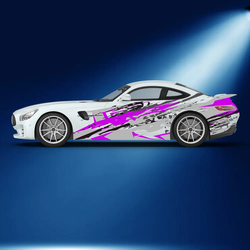 Colorful Abstract Geometry Pattern Car Side Sticker Vinyl Self-adhesive Paper Motorsport Paint Decal Suitable for Car Truck Suv