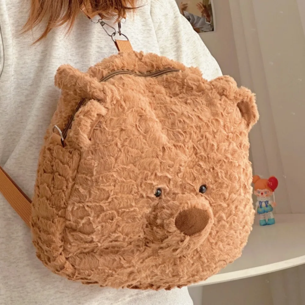 Plush Toy Large Capacity Plush Handbag Dual-purpose Cute Student Shoulder Bag Bear Shape Tote Bag School Backpack Girlfriend