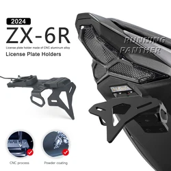 For Kawasaki Ninja ZX-6R ZX-6r ZX6R 2024 Motorcycle License Plate Holder Rear Short Tail Number Holder With LED Light