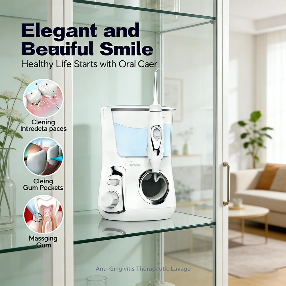 

Электрический настольный ирригатор для полости рта с 5 сменными насадками, 10 режимов струи для комплексного ухода за зубами