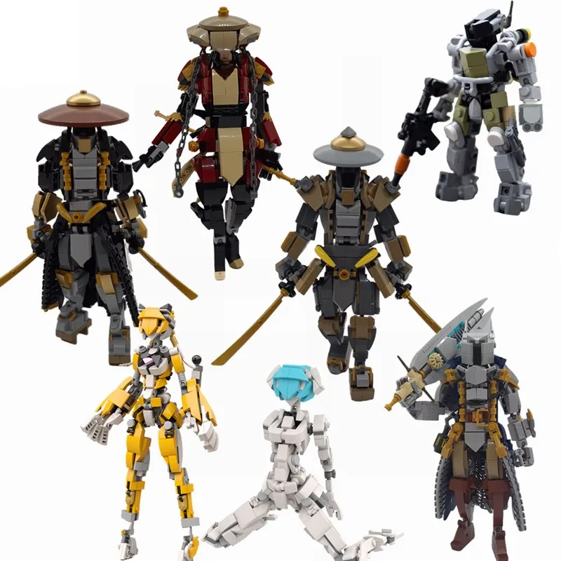 MOC Ronin Warrior Mech Female Robot Mobile Suit Girl Mecha Creative Model Building Blocks Bricks Toys for Children Kids Gifts