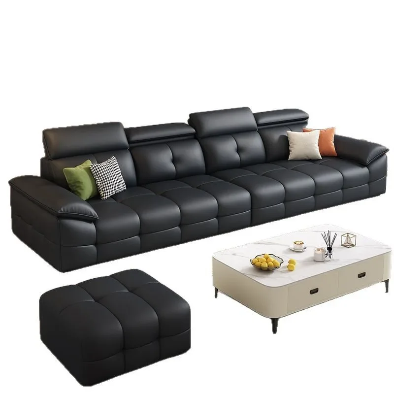 

Italian minimalist piano leather sofa modern small apartment Lawrence living room straight row spot first layer cowhide