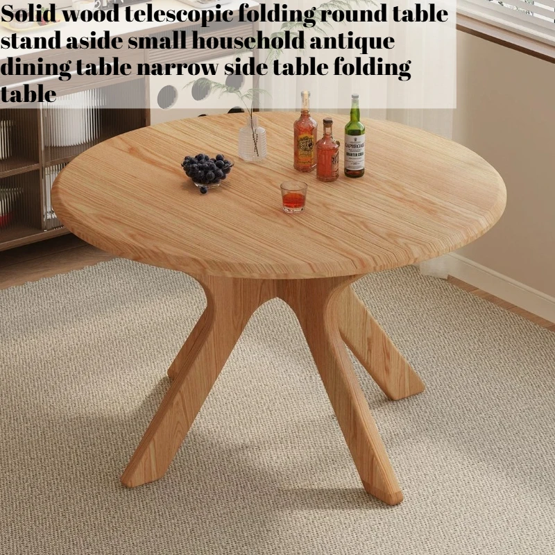 Foldable Round Dining Table Solid Wood Coffee Small Vintage Dining Table Outdoor Portable Table Basse Farmhouse Furniture