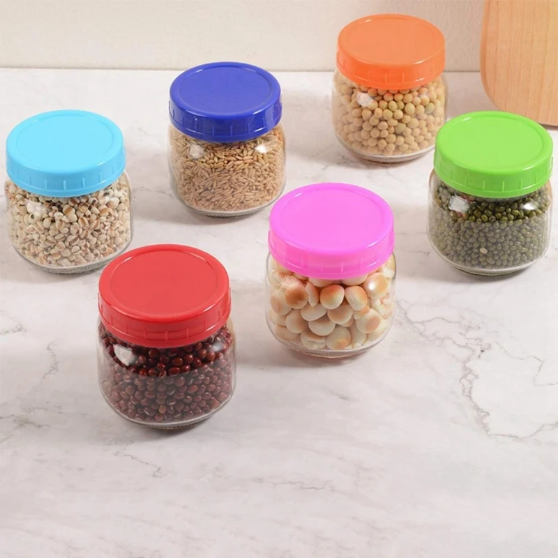 16 Pack Colored Plastic Jar Lids -8 Wide Mouth & 8 Regular Mouth Ball Lids,Anti-Slip Food Storage Caps