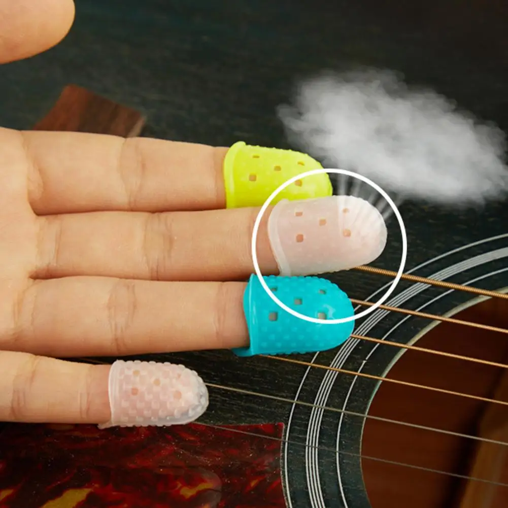 4Pcs/Set Silicone Guitar Fingertip Protectors Ventilated Design Non-slip Finger Guards Playing Piano Ukulele Musical Instrument